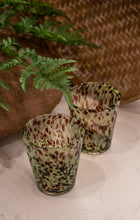 Load image into Gallery viewer, Clear, brown and green decorative drinking glass