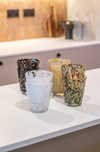 Load image into Gallery viewer, Clear and beige decorative drinking glass