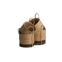 Load image into Gallery viewer, Natural &amp; black basket set of 4