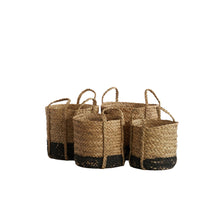 Load image into Gallery viewer, Natural &amp; black basket set of 4
