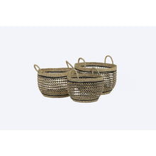Load image into Gallery viewer, Round natural &amp; black basket set of 4