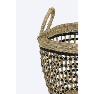 Round natural & black basket set of 4