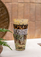 Load image into Gallery viewer, Clear and beige decorative drinking glass