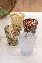 Load image into Gallery viewer, Clear, brown and green decorative drinking glass