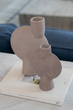 Load image into Gallery viewer, Sculptured taupe vase