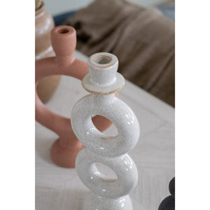 Stoneware candle holder off white