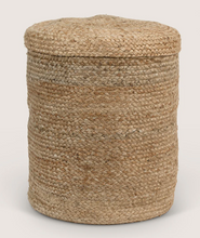 Load image into Gallery viewer, Natural jute lidded basket