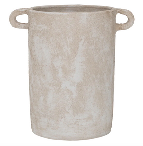 Stonewash ceramic pot with handles