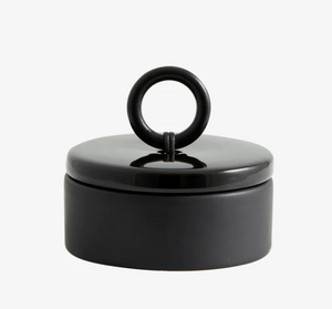 Black lidded pot