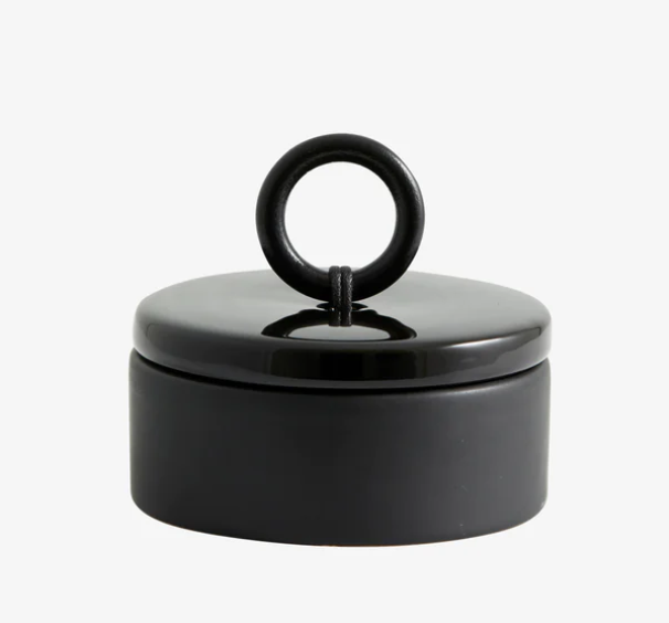 Black lidded pot