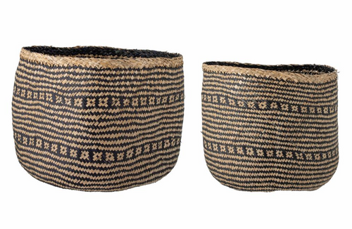 Black and natural seagrass baskets set of 2
