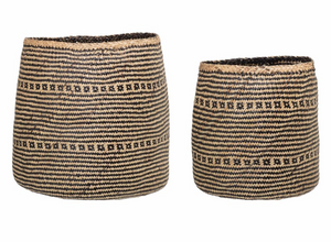 Black and natural seagrass baskets set of 2