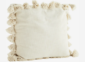 Cream cushion cover with tassles 60x60