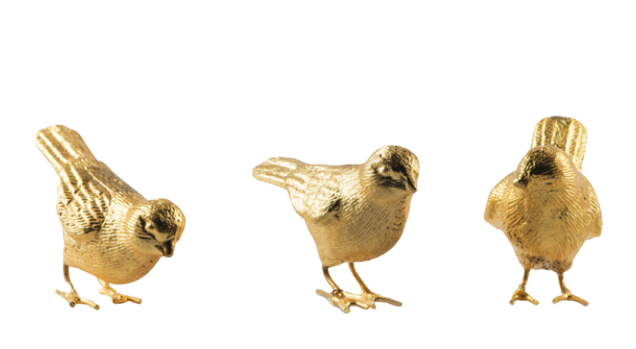 Golden sparrows set of three