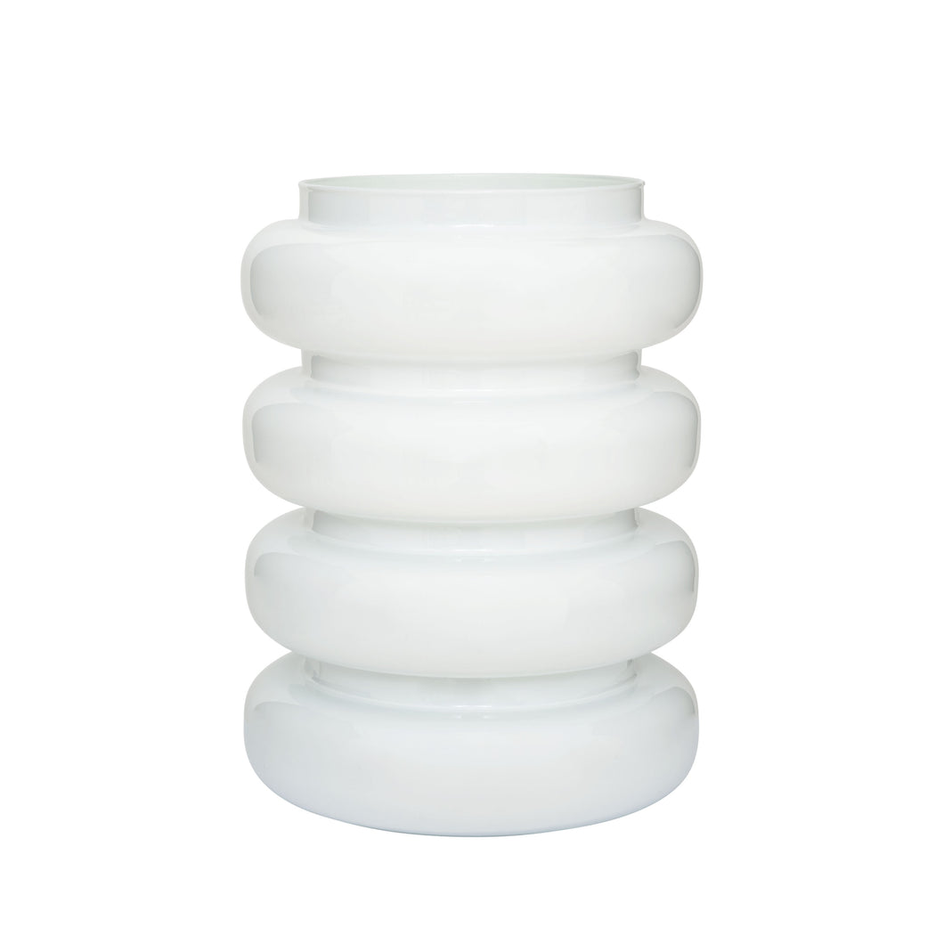 Opaque white glass bulb vase