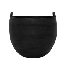 Load image into Gallery viewer, Black earthenware decorative pot