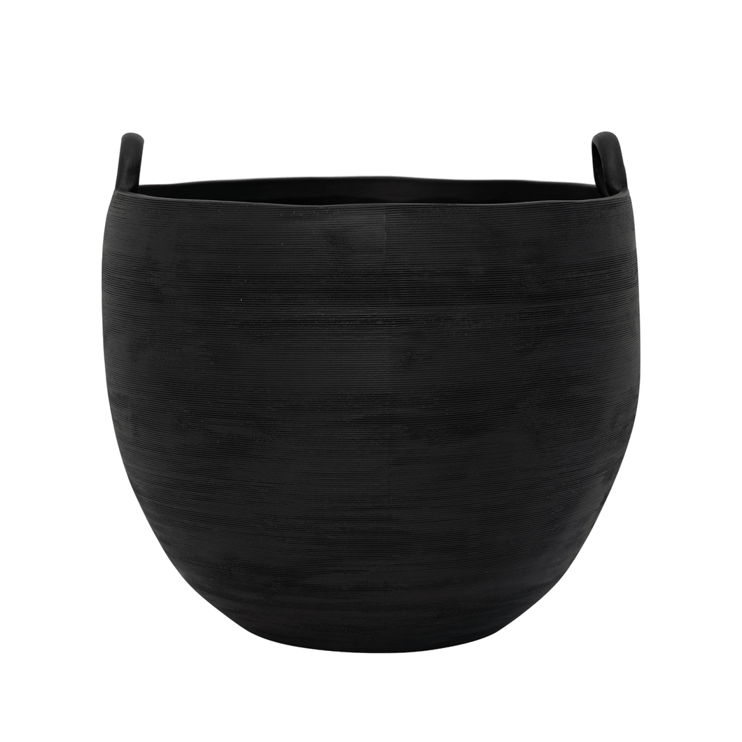 Black earthenware decorative pot