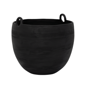 Black earthenware decorative pot