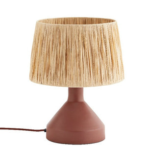 Brick table lamp with raffia shade