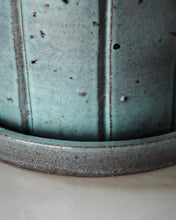 Load image into Gallery viewer, Grey/green glazed stoneware planter with saucer