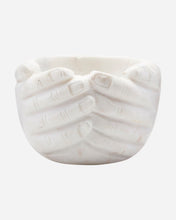 Load image into Gallery viewer, White marbled embracing hands bowl