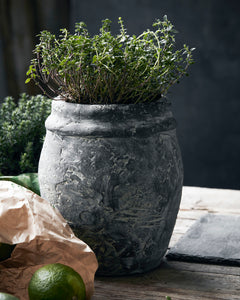 Rustic grey cement planter