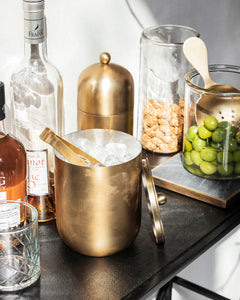 Brass finished ice bucket or wine chiller