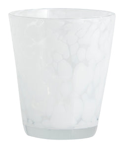 Clear and white decorative drinking glass