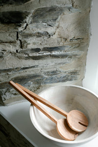 White wash drum bowl wooden 30x10x30