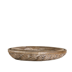 Natural weaved bamboo tray set of 2