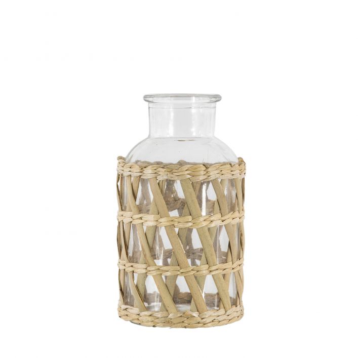 Natural maluku seagrass wrapped vase medium