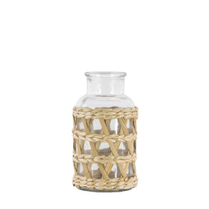 Natural maluku seagrass wrapped vase small