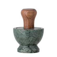 Load image into Gallery viewer, Green marble and mango wood pestle and mortar