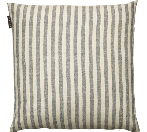 Cream and charcoal striped cushion cover 50 x 50 cm