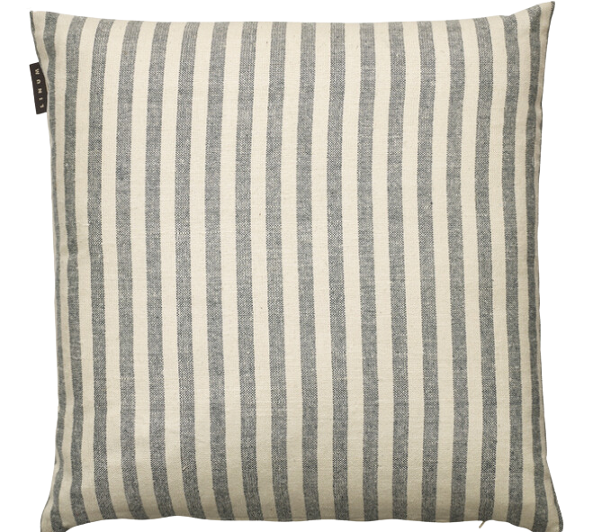 Cream and charcoal striped cushion cover 50 x 50 cm