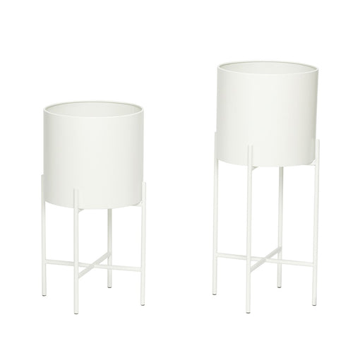 White metal planter set 55cm