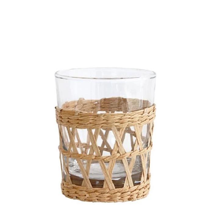 Wicker drinking glass individual 8x8x9.5