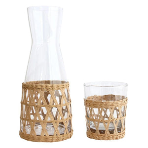 Wicker drinking glass individual 8x8x9.5