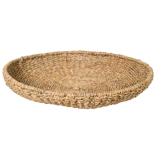 Round woven seagrass tray