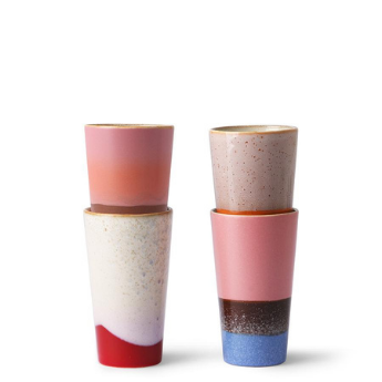 70s ceramics latte mugs (set of 4) by HKliving