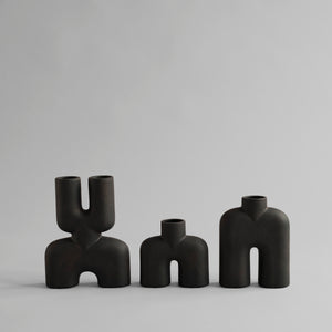 Sculptured dark brown vase mini