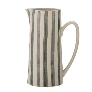 Green striped stoneware jug