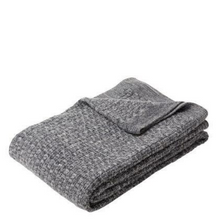 Load image into Gallery viewer, Dark grey knitted lambswool blanket 130x200