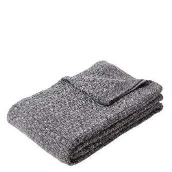 Dark grey knitted lambswool blanket 130x200