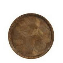 Load image into Gallery viewer, Dark wooden circular tray 40cm