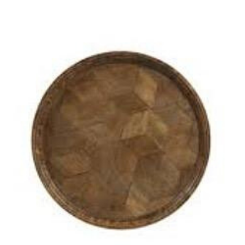 Dark wooden circular tray 40cm