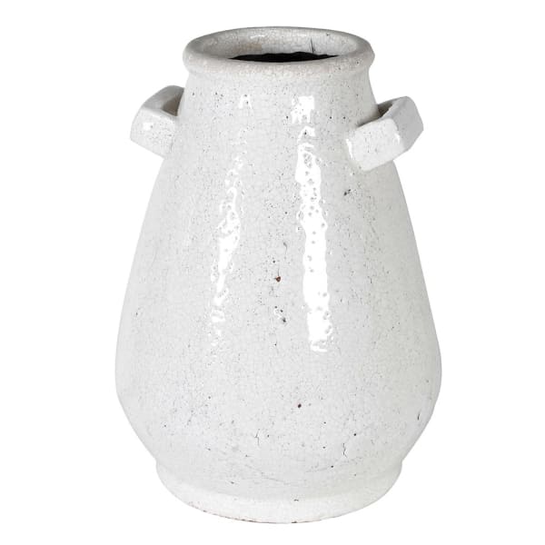 White terracotta vase with handles
