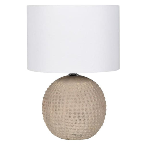 Round bobble lamp with linen shade
