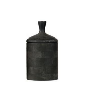 Grey wash wood lidded pot 27cm
