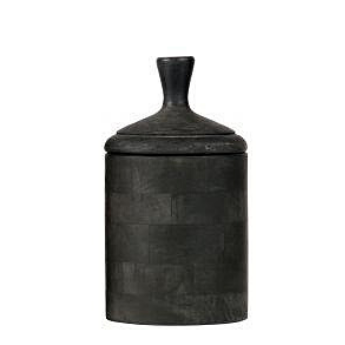 Grey wash wood lidded pot 30cm